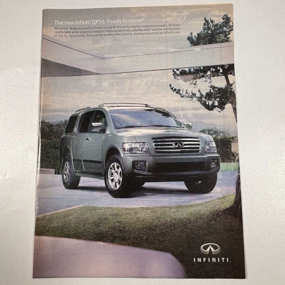2004 Infiniti QX56 Luxury SUV Print Ad - Great To Frame! Car Vintage Full Page